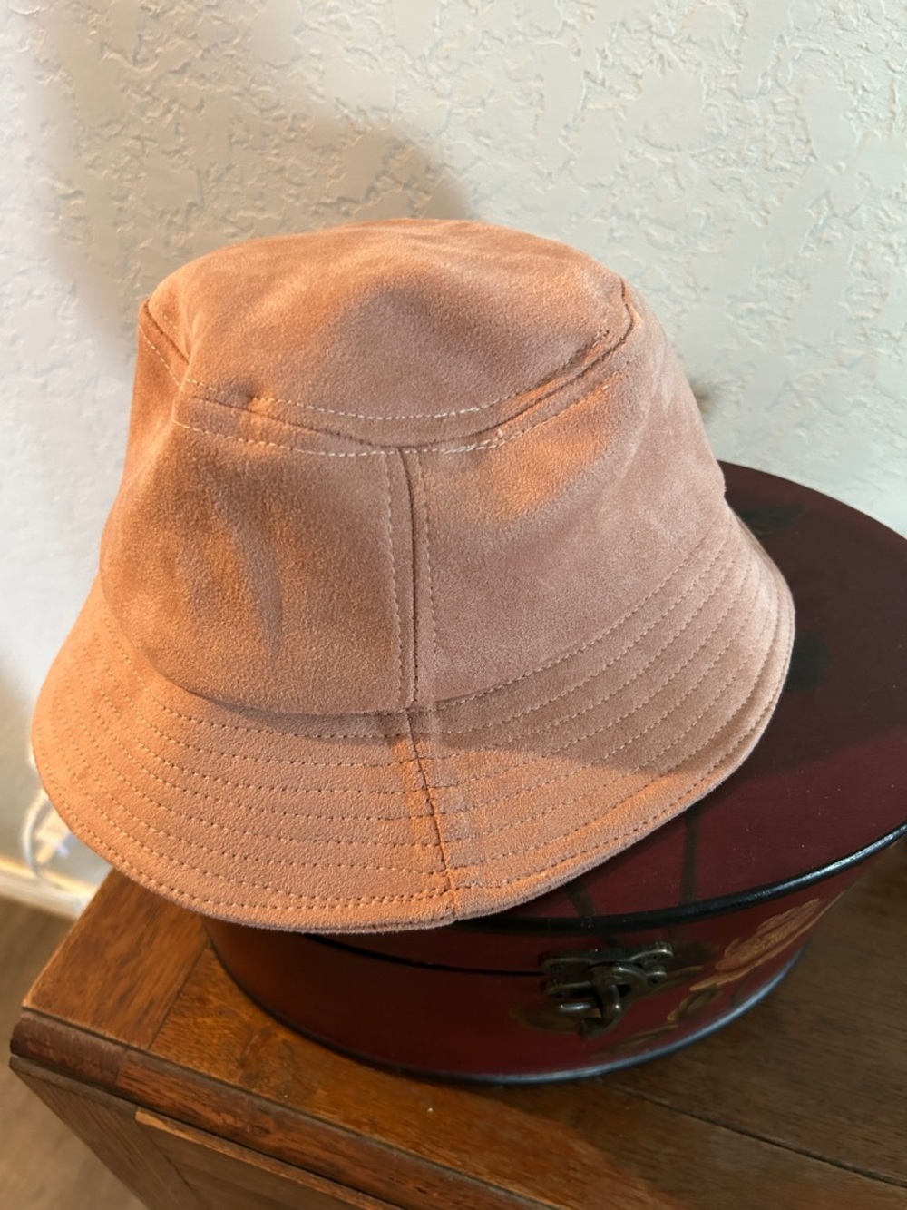 Lulu's Peach Suede Bucket Hat